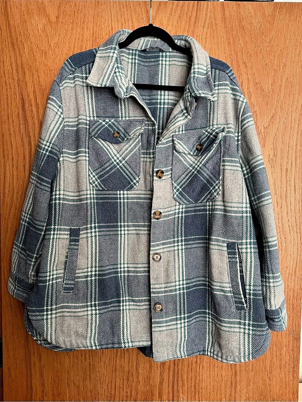 Plaid Shacket Green & Gray Size XXL